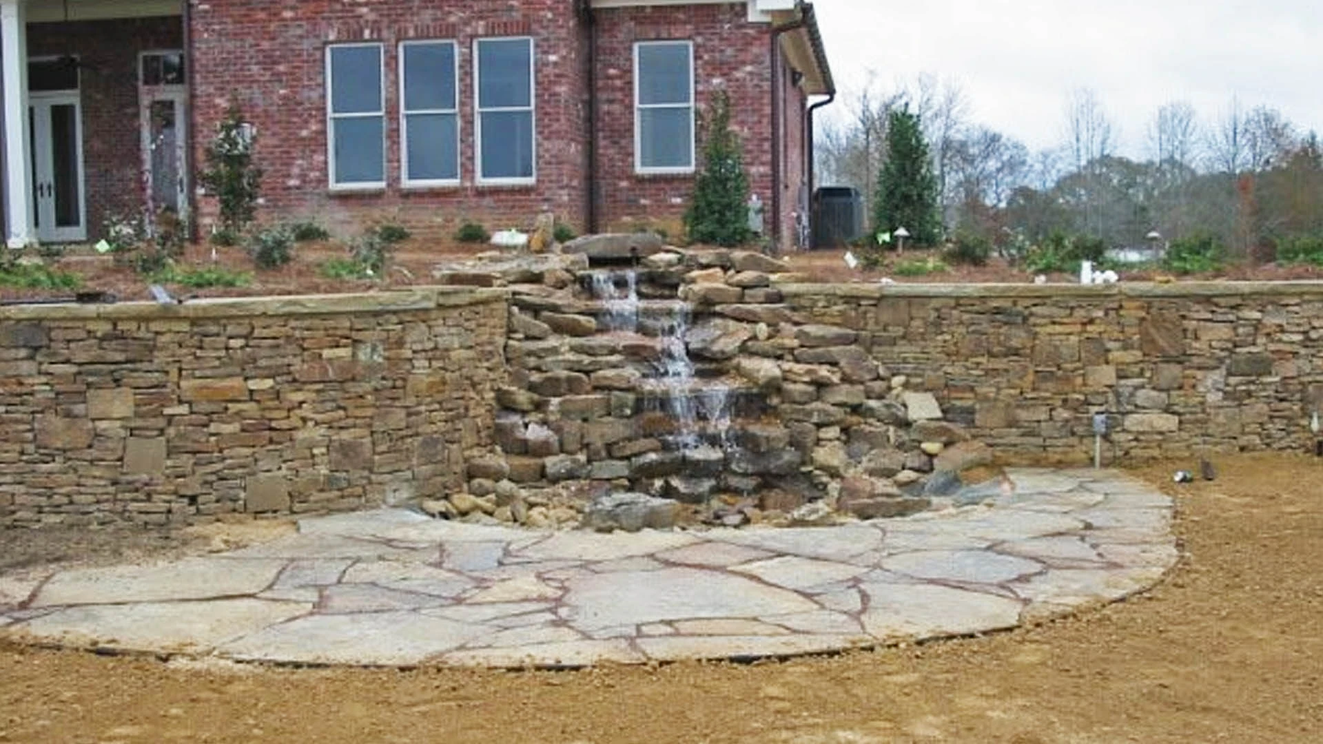 Custom Hardscaped Rock Waterfall